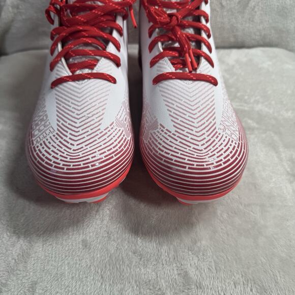 Under Armour NEW Football Cleats Mens Shoes 11.5 HAMMER 2 MC WHITE RED Logo